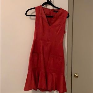 BCBG max azria burnt orange dress blue stitching.